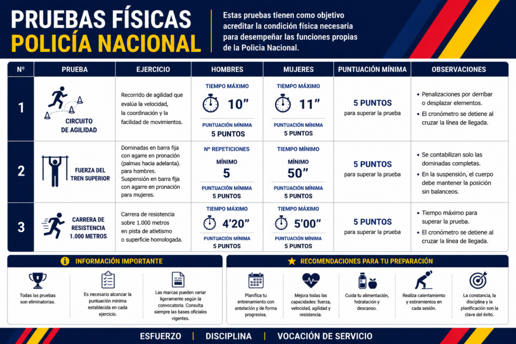 Pruebas físicas Cuerpo Nacional de Policía